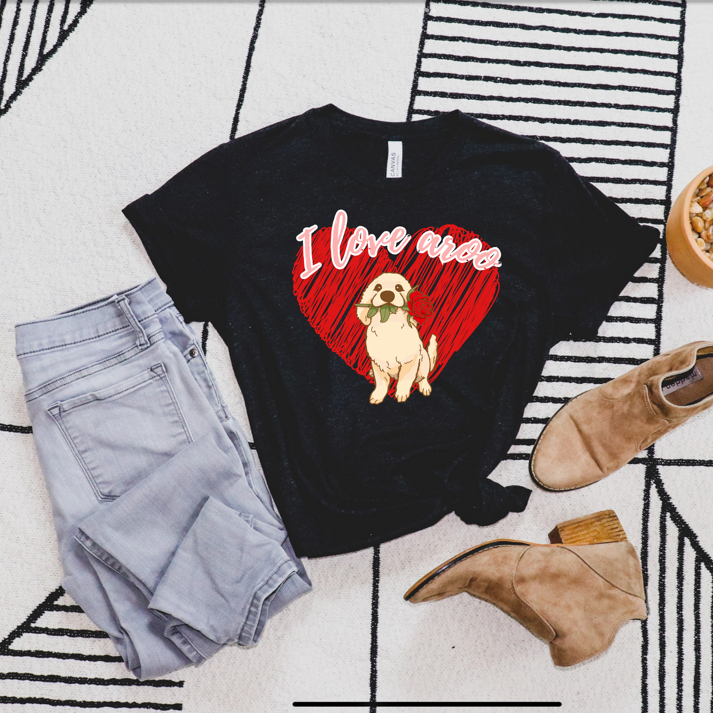 I Love Aroo Golden Retreiver Tee