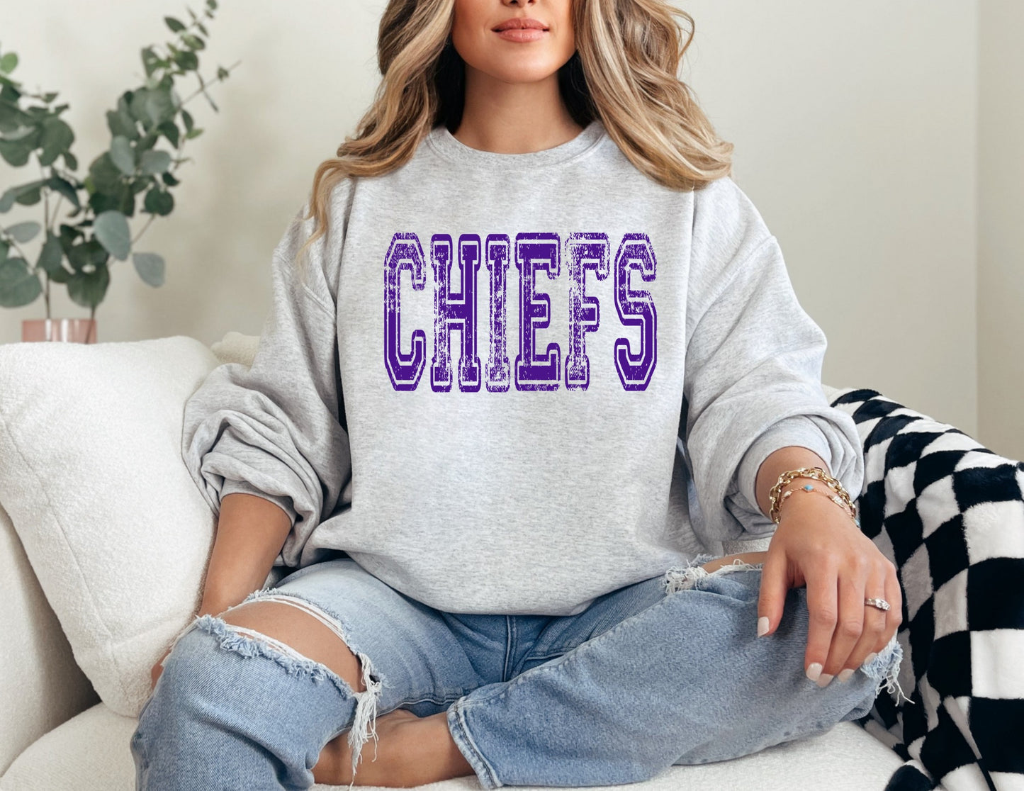 Varsity Distressed Chiefs Crewneck