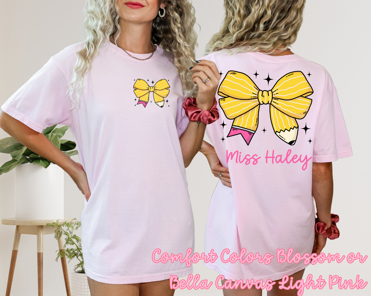 Pencil Bow Teacher Comfort Colors Tee