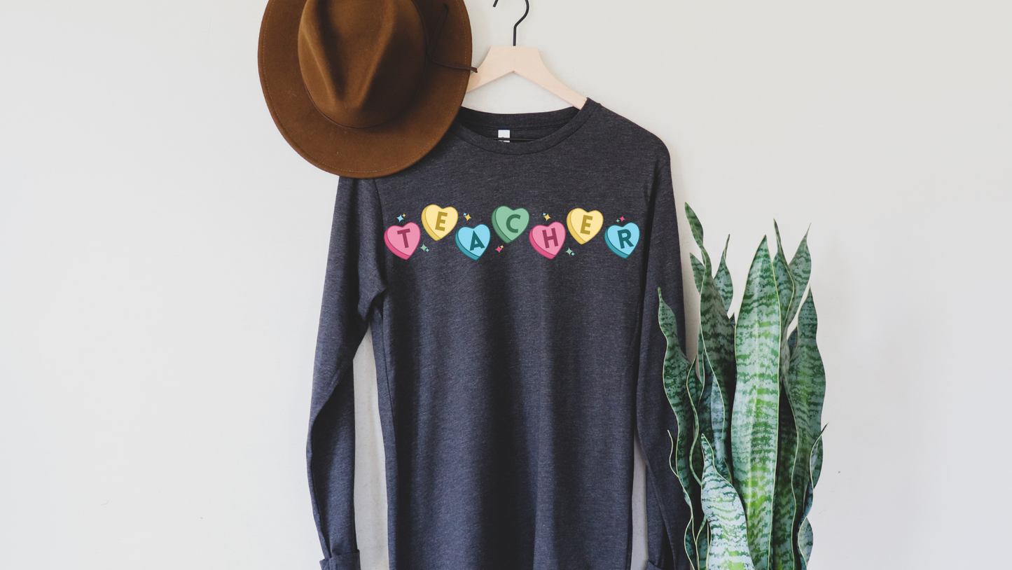 Teacher Candy Heart Long Sleeve