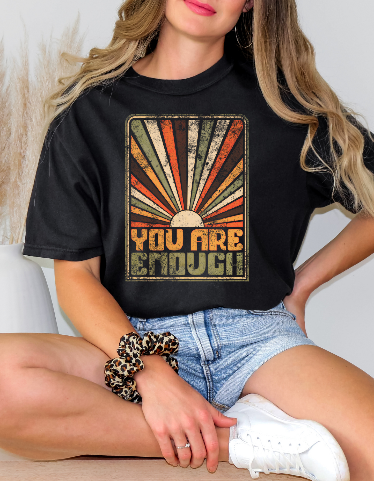 You are Enough Charcoal and Black Tee