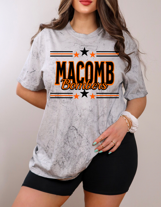 Macomb Bombers Retro Stars Color Blast Tee