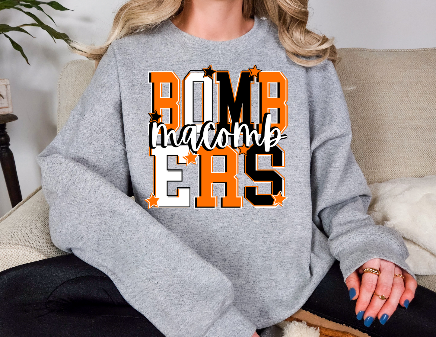 Macomb Bombers Graphic Spirit Crew and Bella Canvas