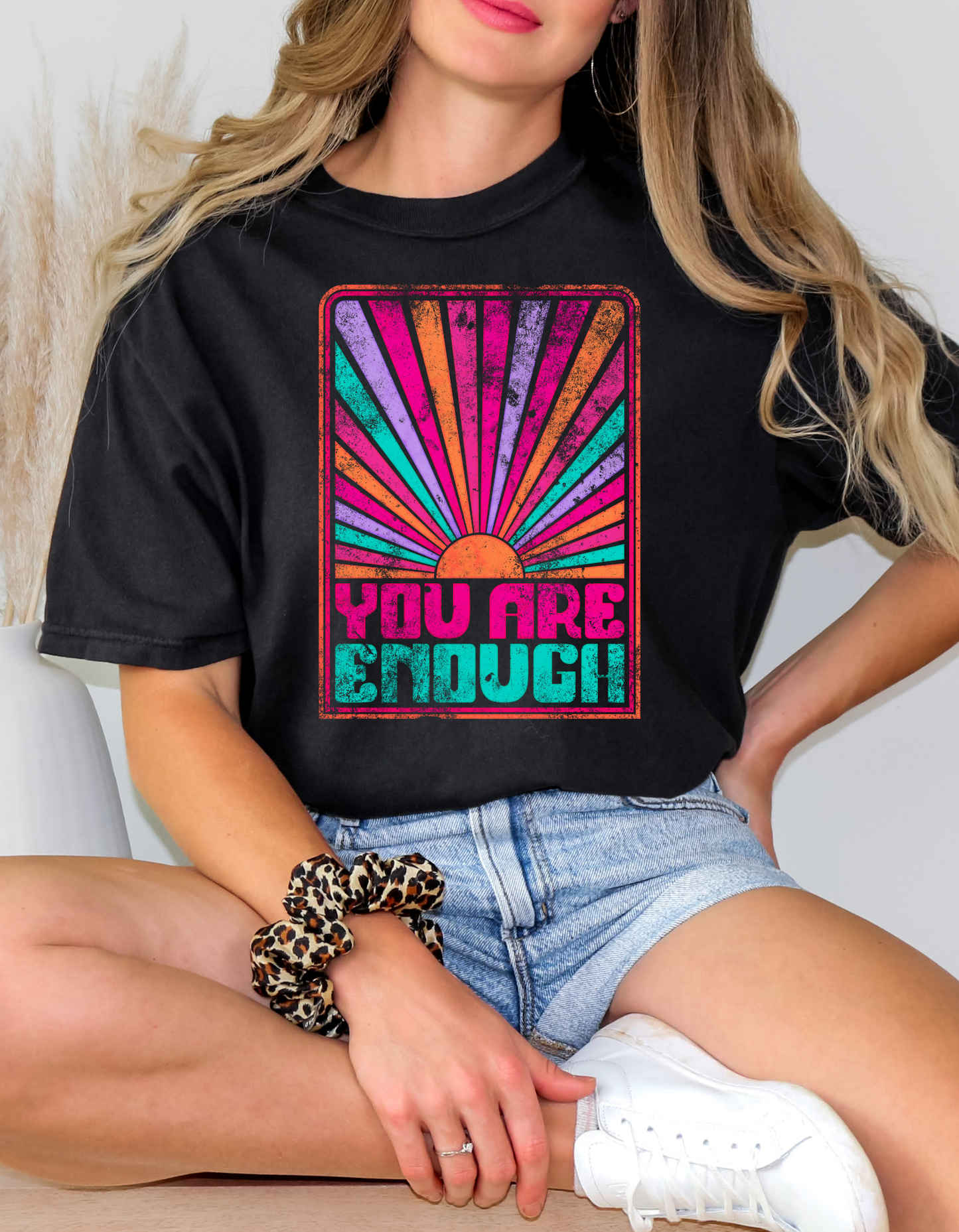 You are Enough Charcoal and Black Tee