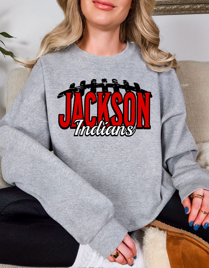 Jackson Indians Football Laces Crew and Tee