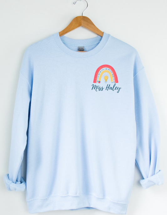 Custom Teacher Crewneck Rainbow