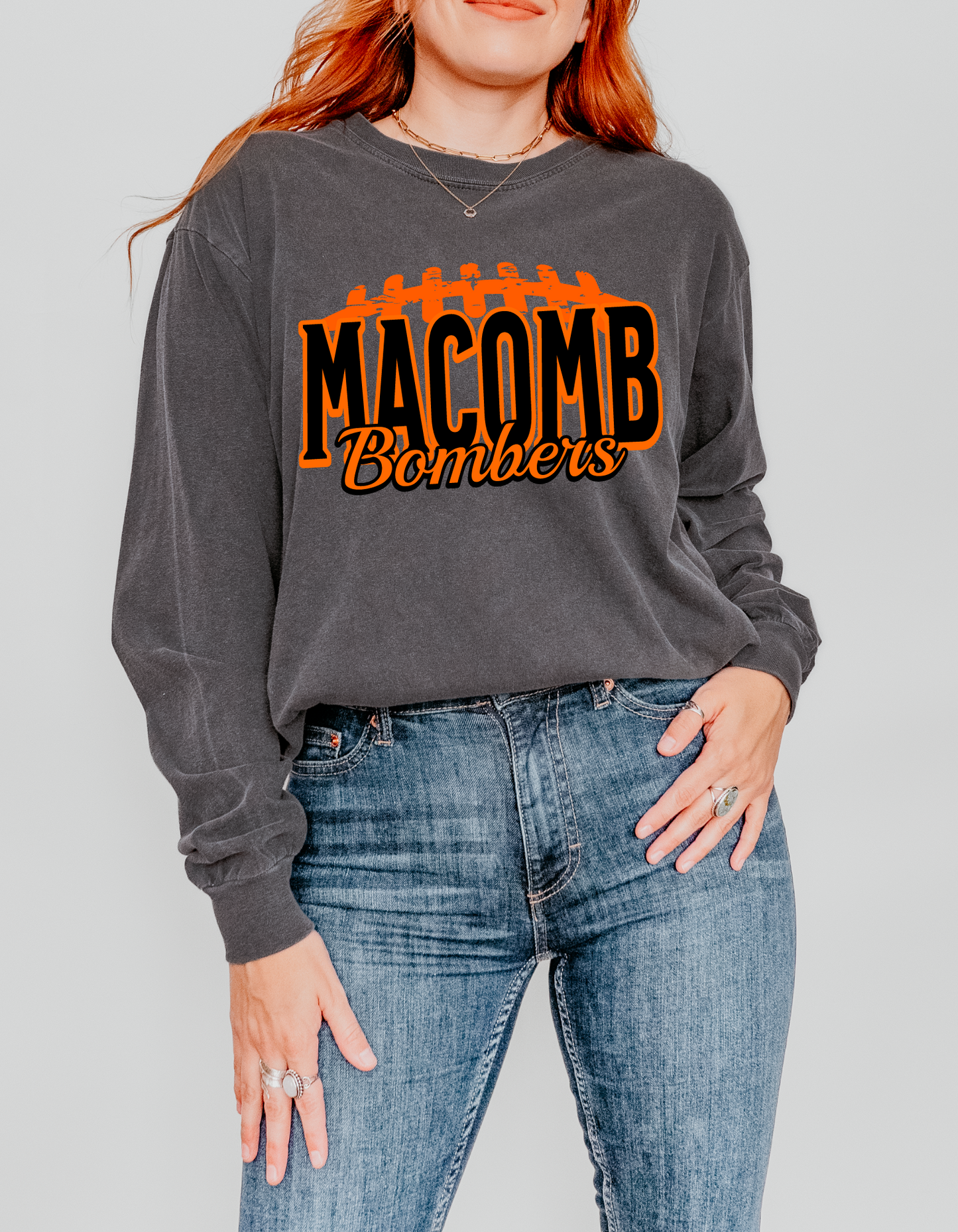 Macomb Bombers Football Lace Short Sleeve Tee