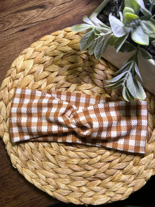 Pumpkin Plaid Twist Headband