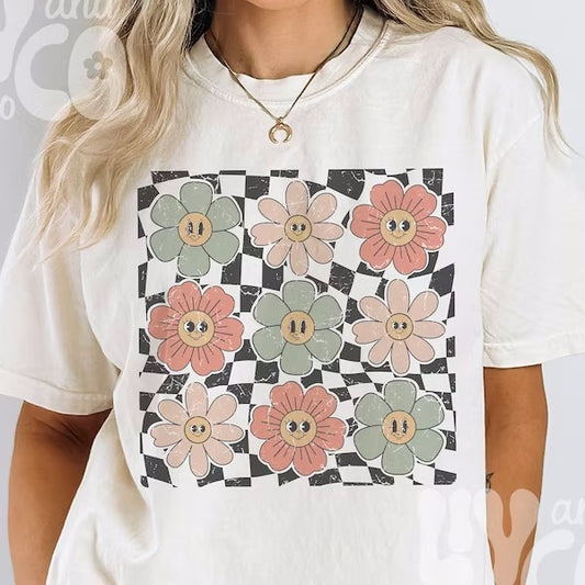 Spring Flowers Checker Tee