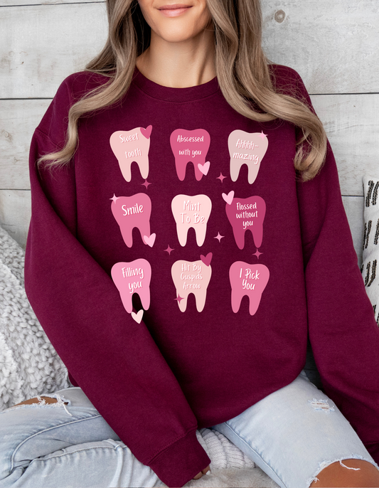 Dental Valentines Teeth Crewneck