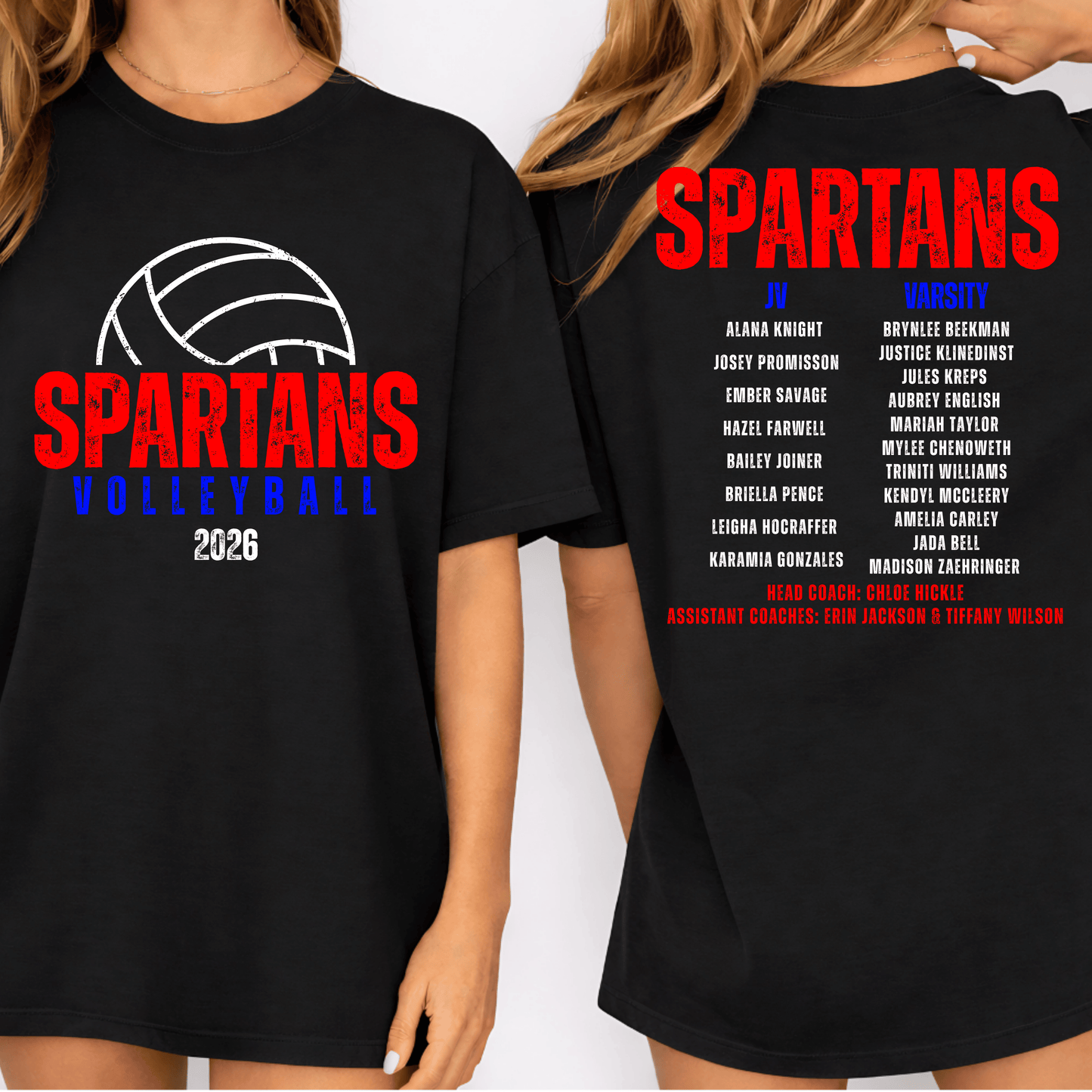 BPC Spartans Volleyball Fundraiser BACK ROSTER