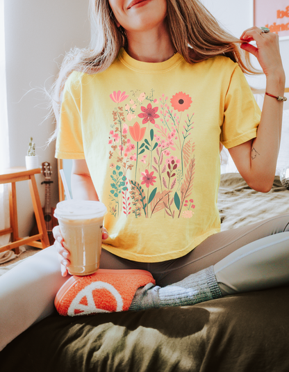 Spring Bright Florals Comfort Colors Short Sleeve Tee