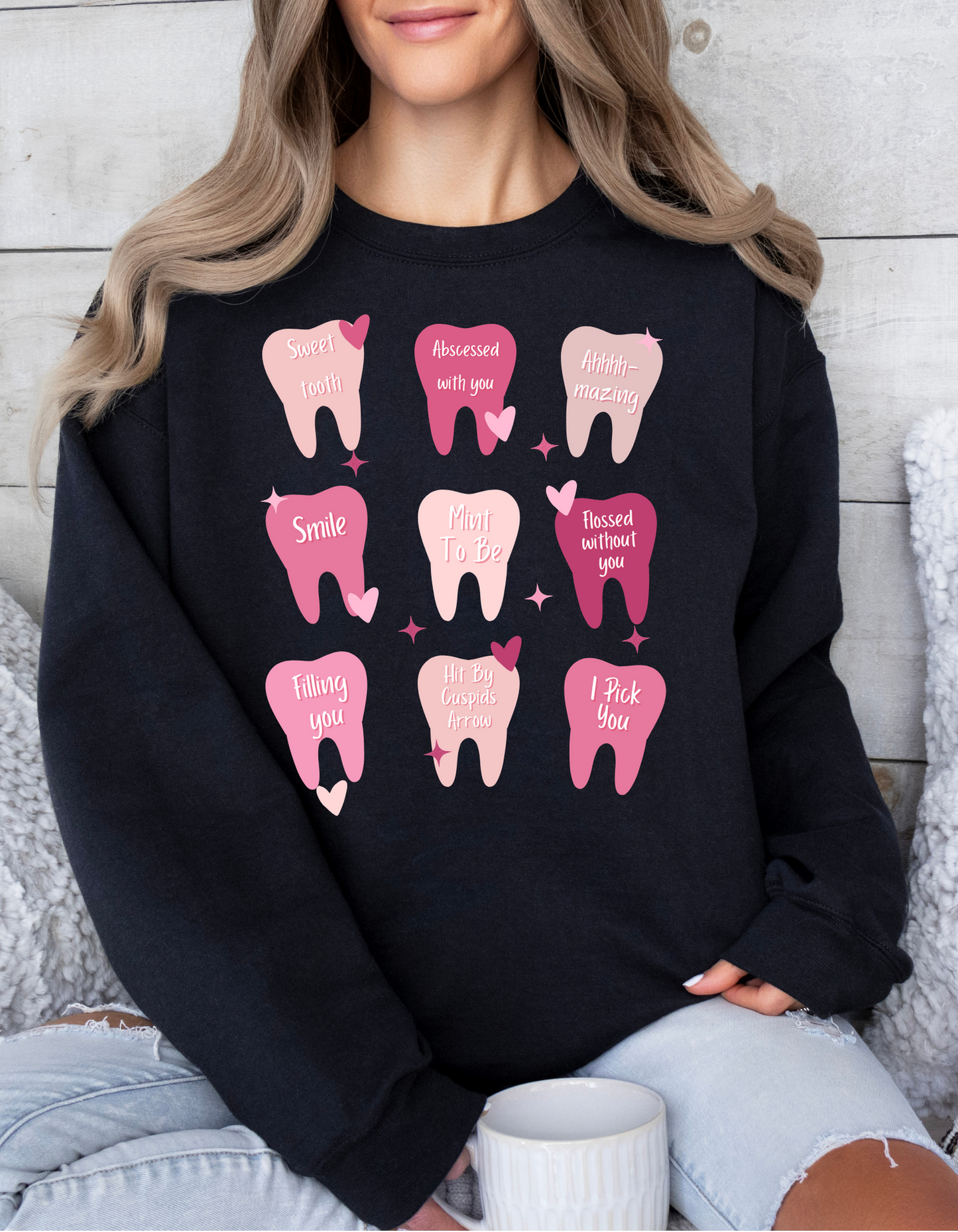 Dental Valentines Teeth Crewneck