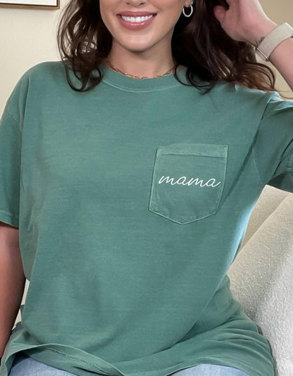 Custom Mama Pocket Tee Comfort Colors