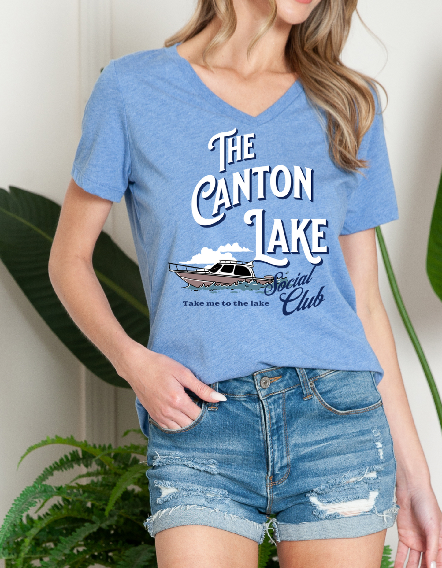 Canton Lake Social Club V Neck Tee