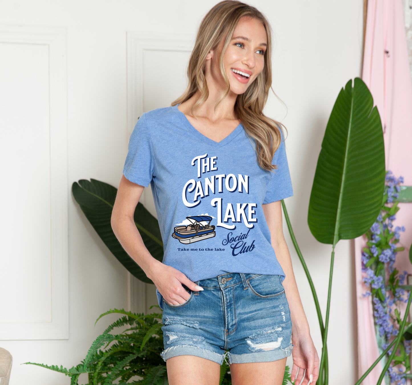 Canton Lake Social Club V Neck Tee